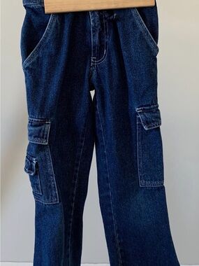 Vintage Bugle Boy Girl Dark Wash Cargo Pocket Jeans Size 8